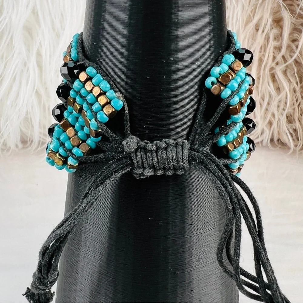 Beautiful, bohemian chic, wideband, adjustable costume bracelet